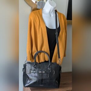 Coach Black Blake Snake Suede Satchel Tote Bag.